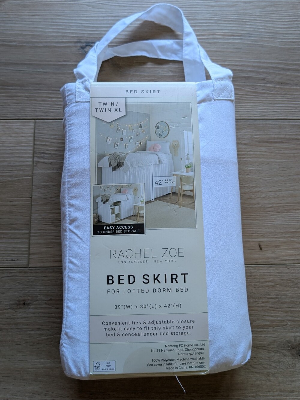 NWT Rachel Zoe White Bed Skirt for Lofted Dorm Bed